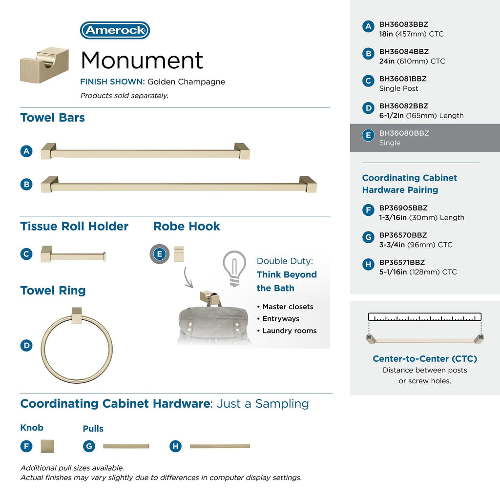 Patère simple contemporaine Amerock Monument