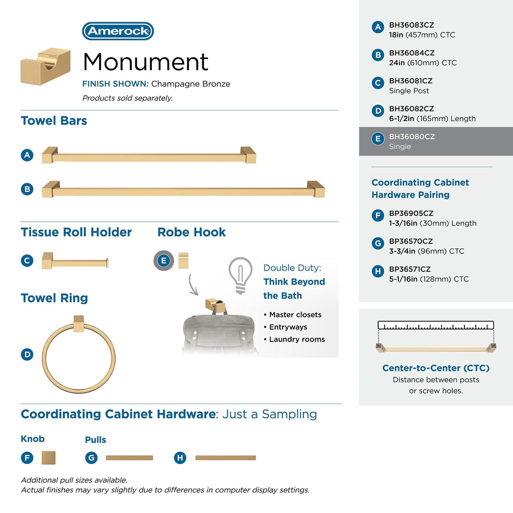 Patère simple contemporaine Amerock Monument