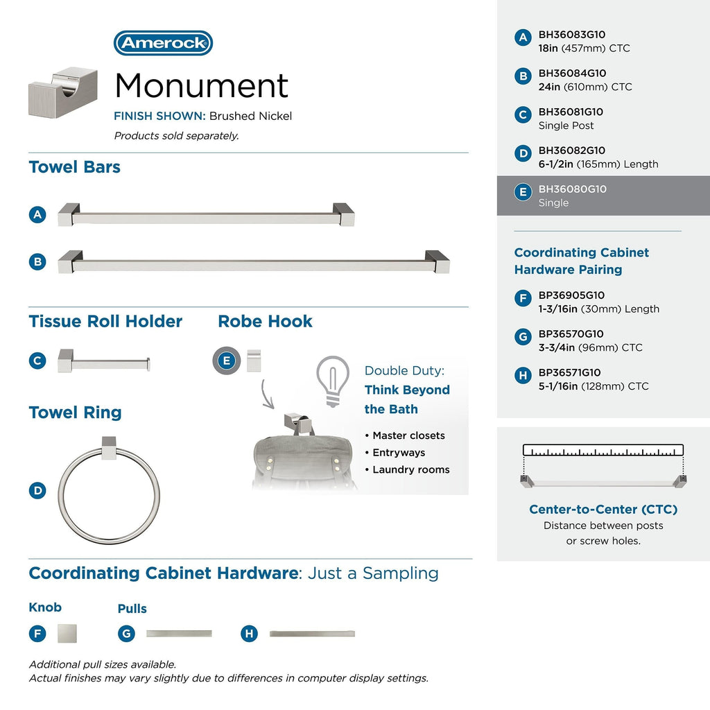 Patère simple contemporaine Amerock Monument