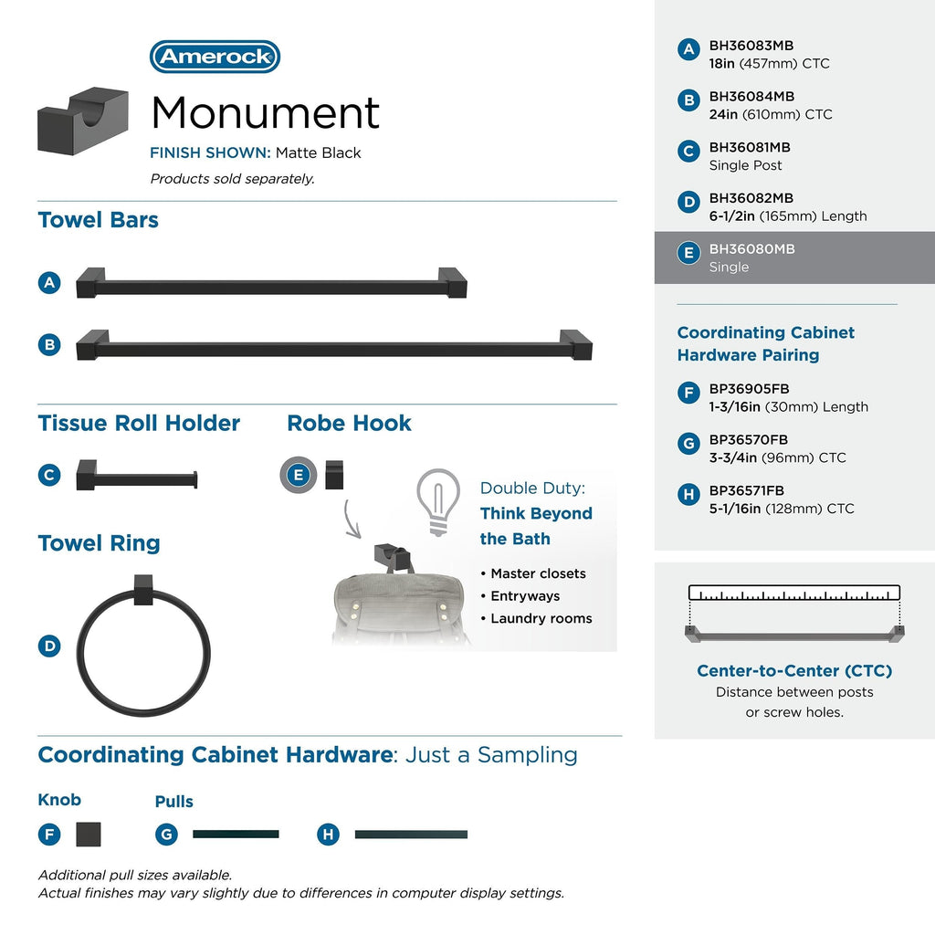 Patère simple contemporaine Amerock Monument
