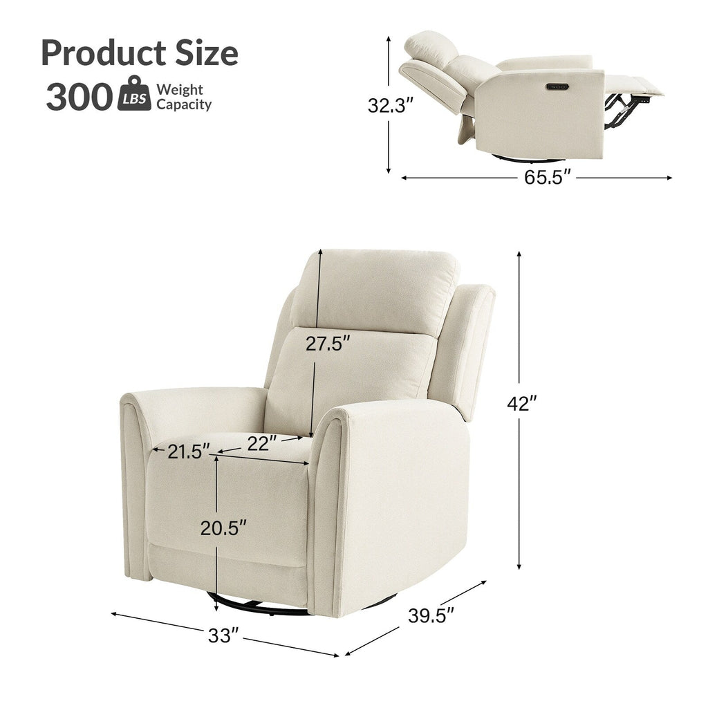 Fauteuil inclinable électrique pivotant et à bascule contemporain Amin avec appui-tête par HULALA HOME