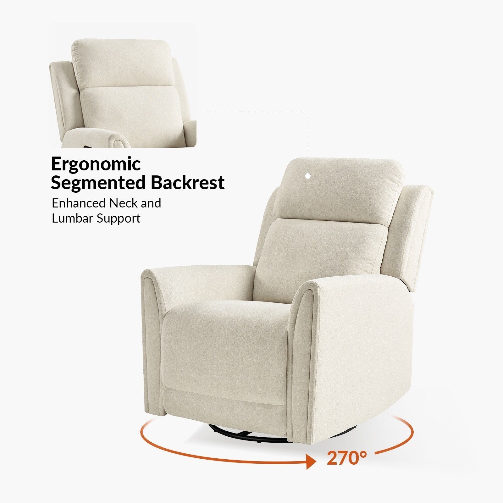 Fauteuil inclinable électrique pivotant et à bascule contemporain Amin avec appui-tête par HULALA HOME