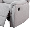 Fauteuil inclinable manuel Ammy, accoudoirs en coussin, bois massif, imitation toile de jute blanche