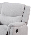 Fauteuil inclinable manuel Ammy, accoudoirs en coussin, bois massif, imitation toile de jute blanche