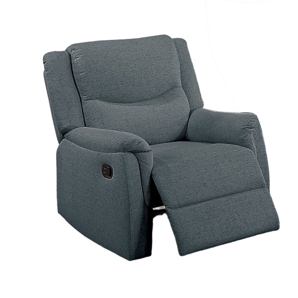 Fauteuil inclinable manuel Ammy, accoudoirs coussinés, imitation toile de jute gris foncé