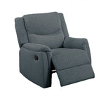 Fauteuil inclinable manuel Ammy, accoudoirs coussinés, imitation toile de jute gris foncé