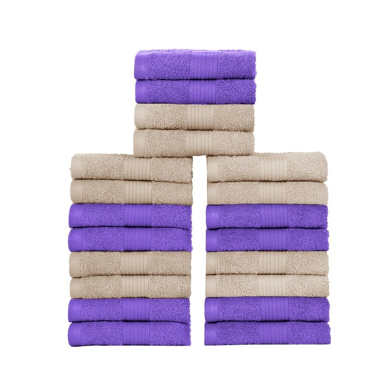 Lingettes de toilette en coton 600 g/m², couleurs assorties, 30 x 30 cm, par Ample Decor - Lot de 20