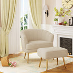 Fauteuil d'appoint Andeworld avec pouf, fauteuil d'appoint simple moderne rembourré, fauteuil de salon club confortable en forme de tonneau