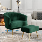 Fauteuil d'appoint Andeworld avec pouf, fauteuil d'appoint simple moderne rembourré, fauteuil de salon club confortable en forme de tonneau