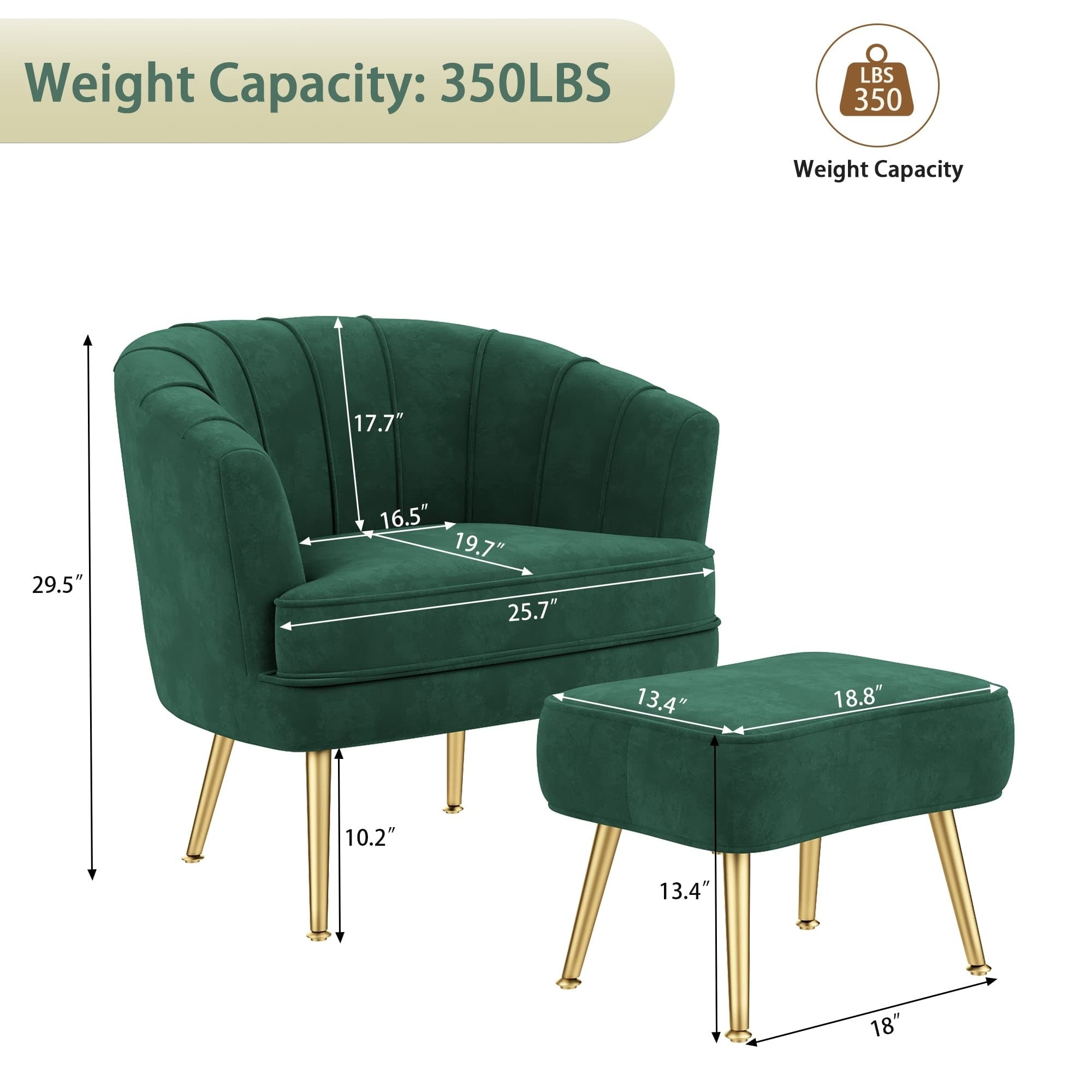 Fauteuil d'appoint Andeworld avec pouf, fauteuil d'appoint simple moderne rembourré, fauteuil de salon club confortable en forme de tonneau