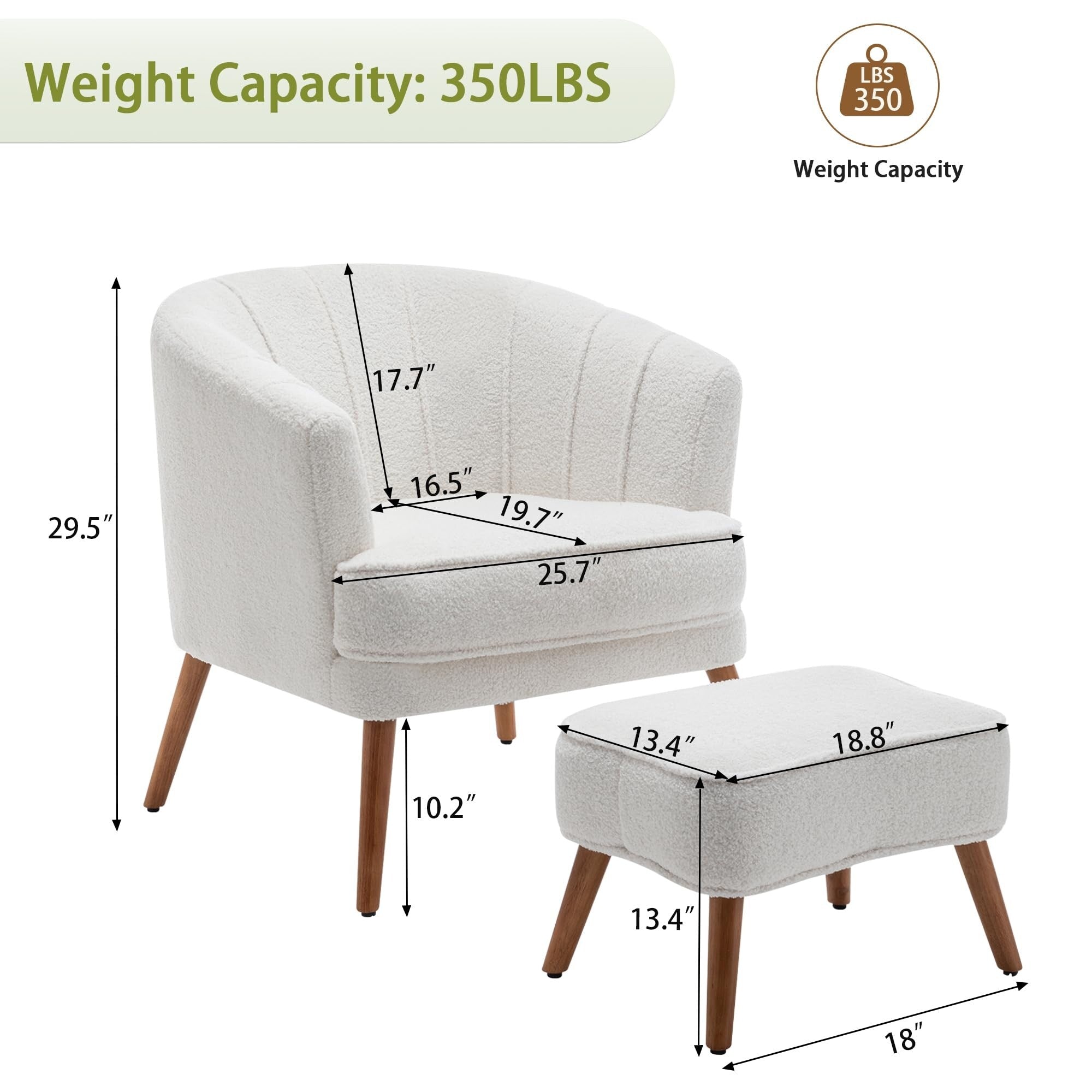 Fauteuil d'appoint Andeworld avec pouf, fauteuil d'appoint simple moderne rembourré, fauteuil de salon club confortable en forme de tonneau