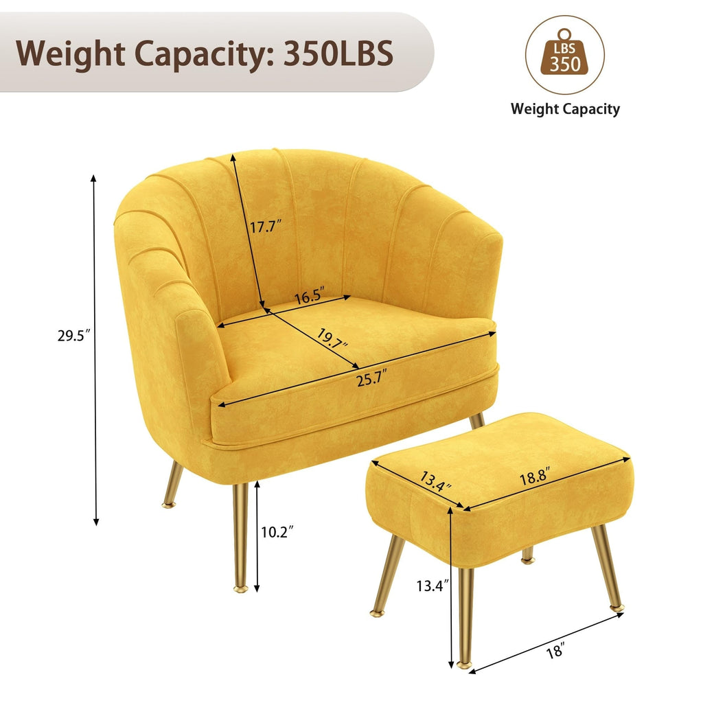 Fauteuil d'appoint Andeworld avec pouf, fauteuil d'appoint simple moderne rembourré, fauteuil de salon club confortable en forme de tonneau
