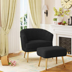 Fauteuil d'appoint Andeworld avec pouf, fauteuil d'appoint simple moderne rembourré, fauteuil de salon club confortable en forme de tonneau