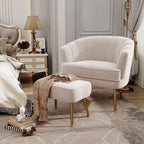 Fauteuil d'appoint Andeworld avec pouf, fauteuil d'appoint simple moderne rembourré, fauteuil de salon club confortable en forme de tonneau