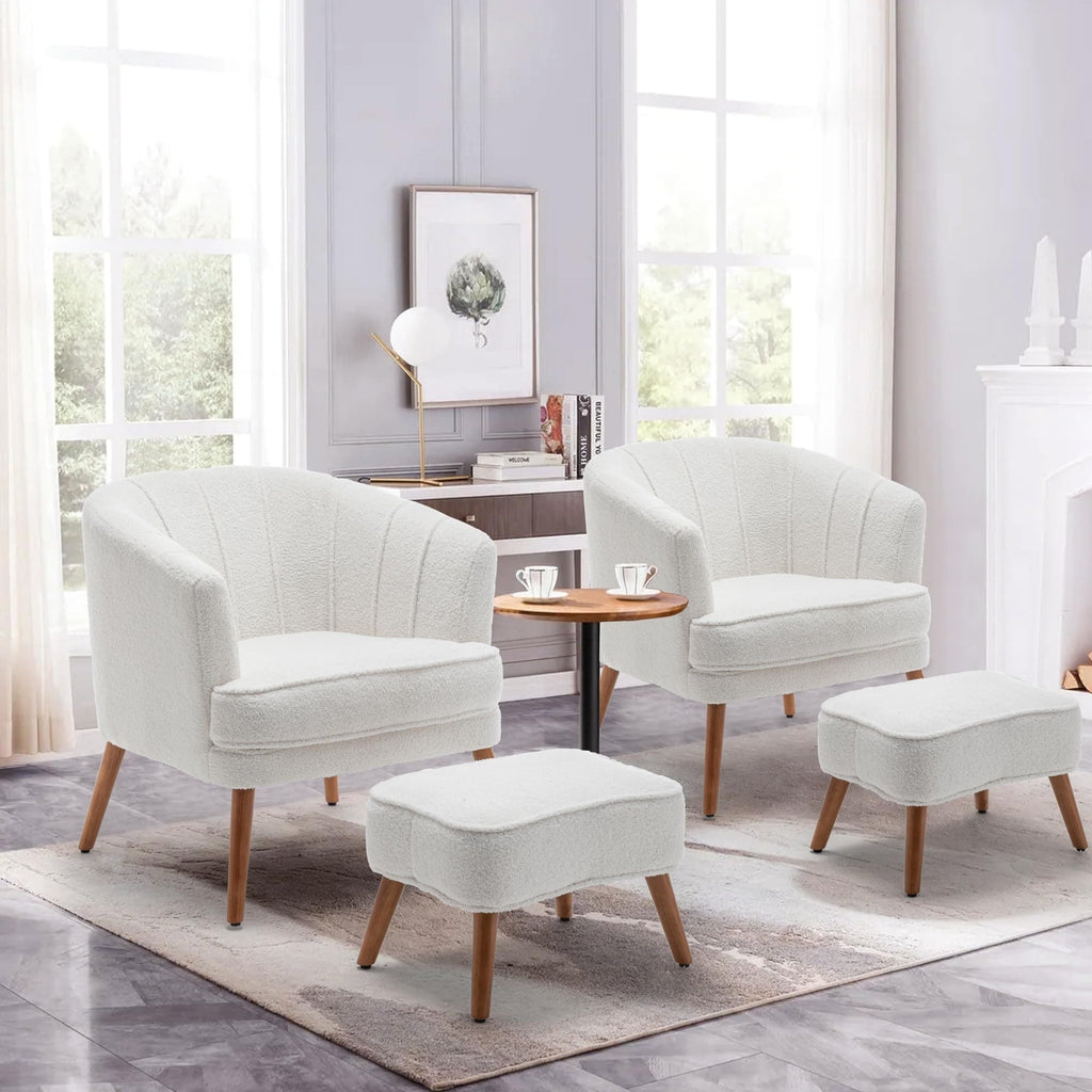 Fauteuil d'appoint Andeworld avec pouf, fauteuil d'appoint simple moderne rembourré, fauteuil de salon club confortable en forme de tonneau