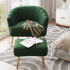 Fauteuil d'appoint Andeworld avec pouf, fauteuil d'appoint simple moderne rembourré, fauteuil de salon club confortable en forme de tonneau