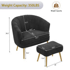 Fauteuil d'appoint Andeworld avec pouf, fauteuil d'appoint simple moderne rembourré, fauteuil de salon club confortable en forme de tonneau