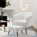 Fauteuil d'appoint Andeworld avec pouf, fauteuil d'appoint simple moderne rembourré, fauteuil de salon club confortable en forme de tonneau