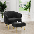 Fauteuil d'appoint Andeworld avec pouf, fauteuil d'appoint simple moderne rembourré, fauteuil de salon club confortable en forme de tonneau