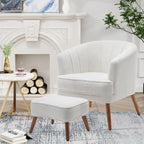 Fauteuil d'appoint Andeworld avec pouf, fauteuil d'appoint simple moderne rembourré, fauteuil de salon club confortable en forme de tonneau