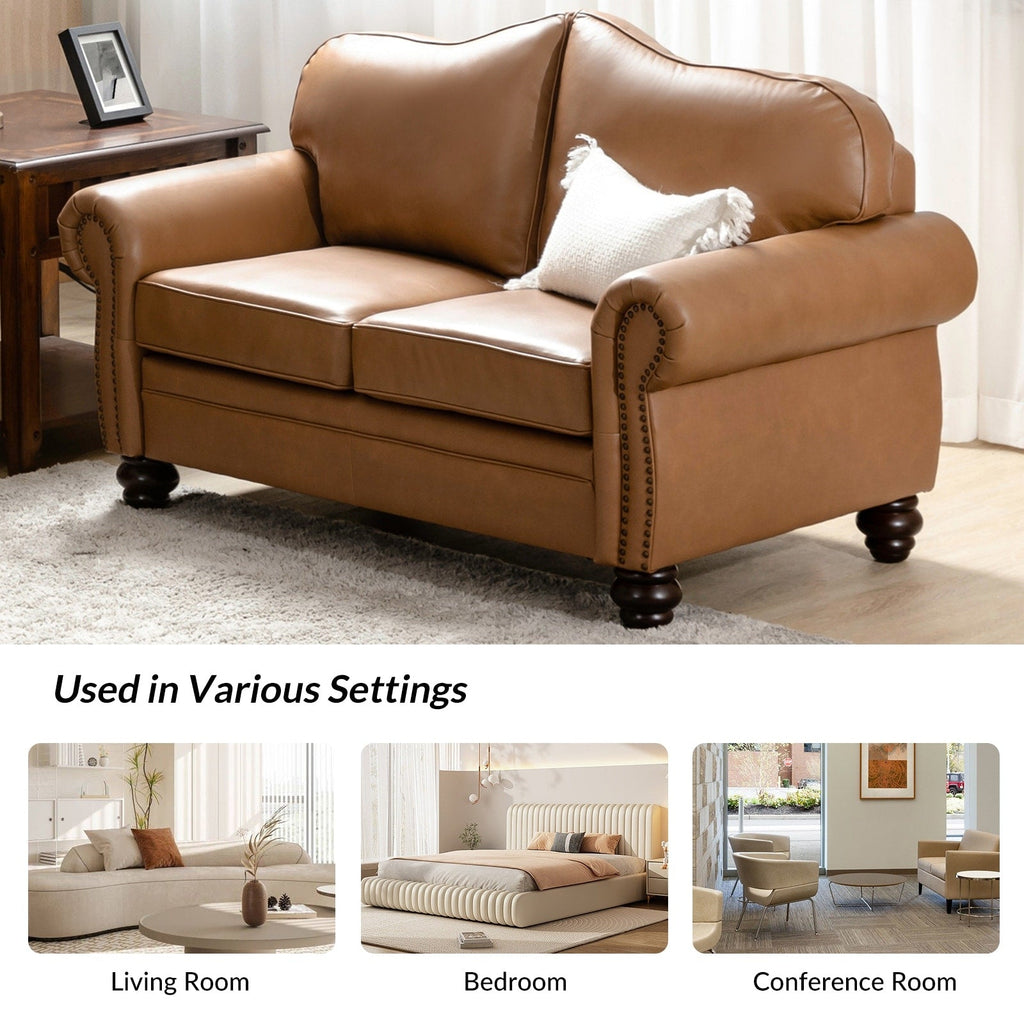 Canapé transitionnel Angel en cuir véritable avec dossier capitonné par HULALA HOME