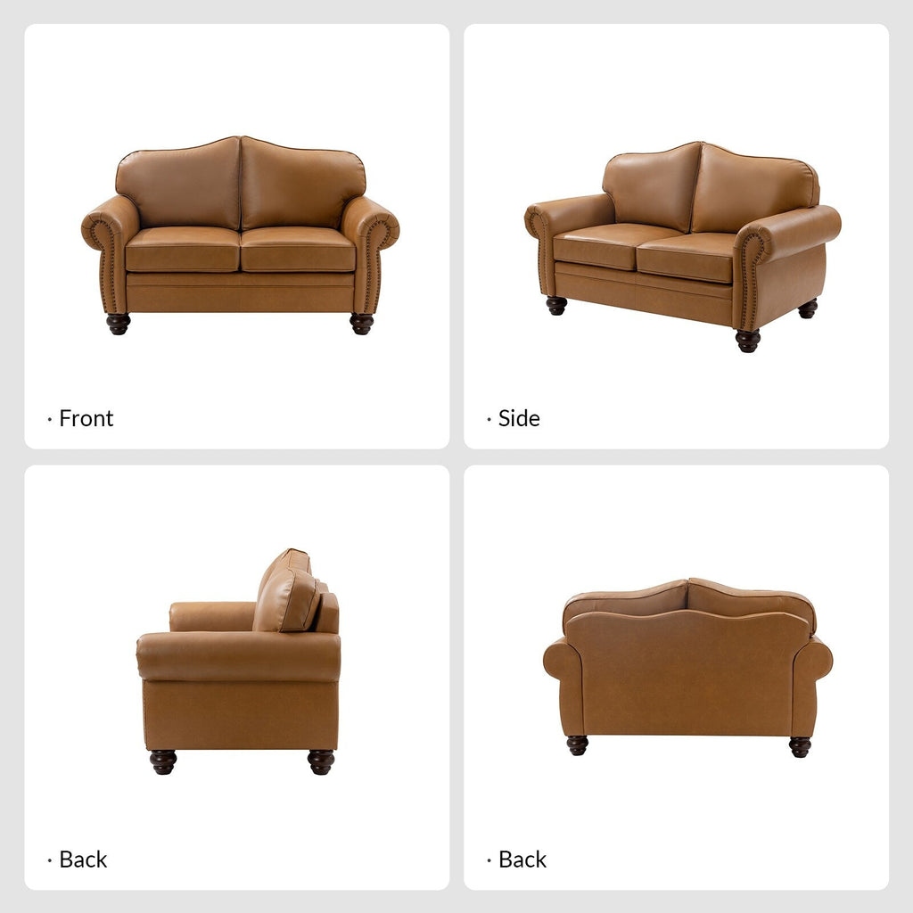 Canapé transitionnel Angel en cuir véritable avec dossier capitonné par HULALA HOME