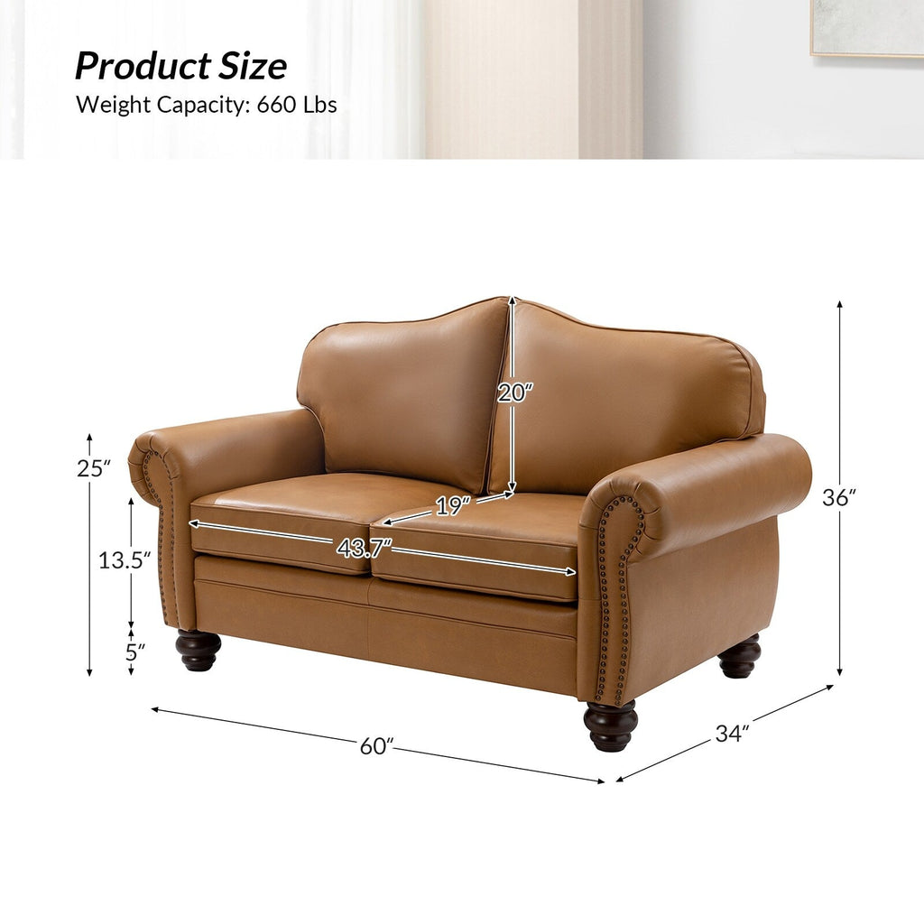 Canapé transitionnel Angel en cuir véritable avec dossier capitonné par HULALA HOME