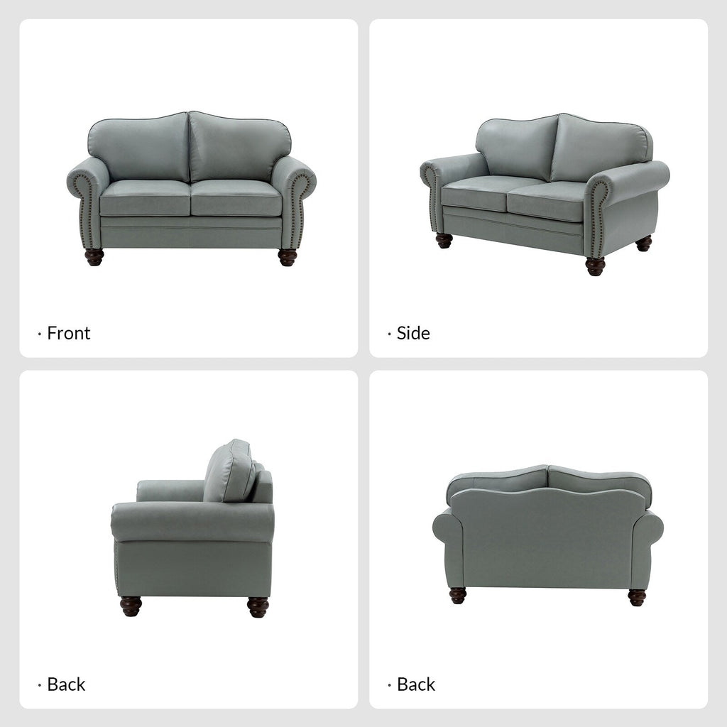 Canapé transitionnel Angel en cuir véritable avec dossier capitonné par HULALA HOME