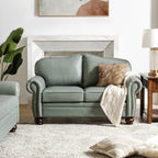 Canapé transitionnel Angel en cuir véritable avec dossier capitonné par HULALA HOME