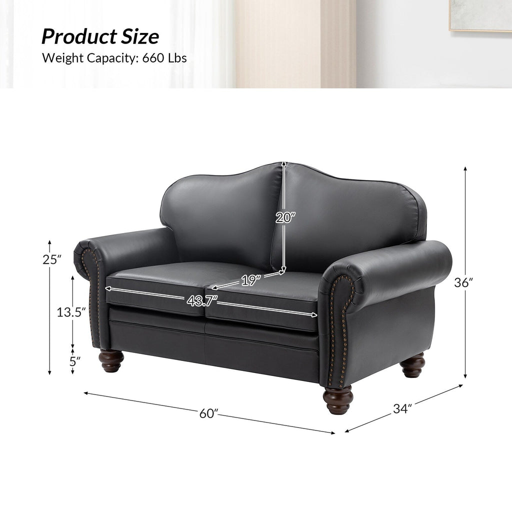 Canapé transitionnel Angel en cuir véritable avec dossier capitonné par HULALA HOME