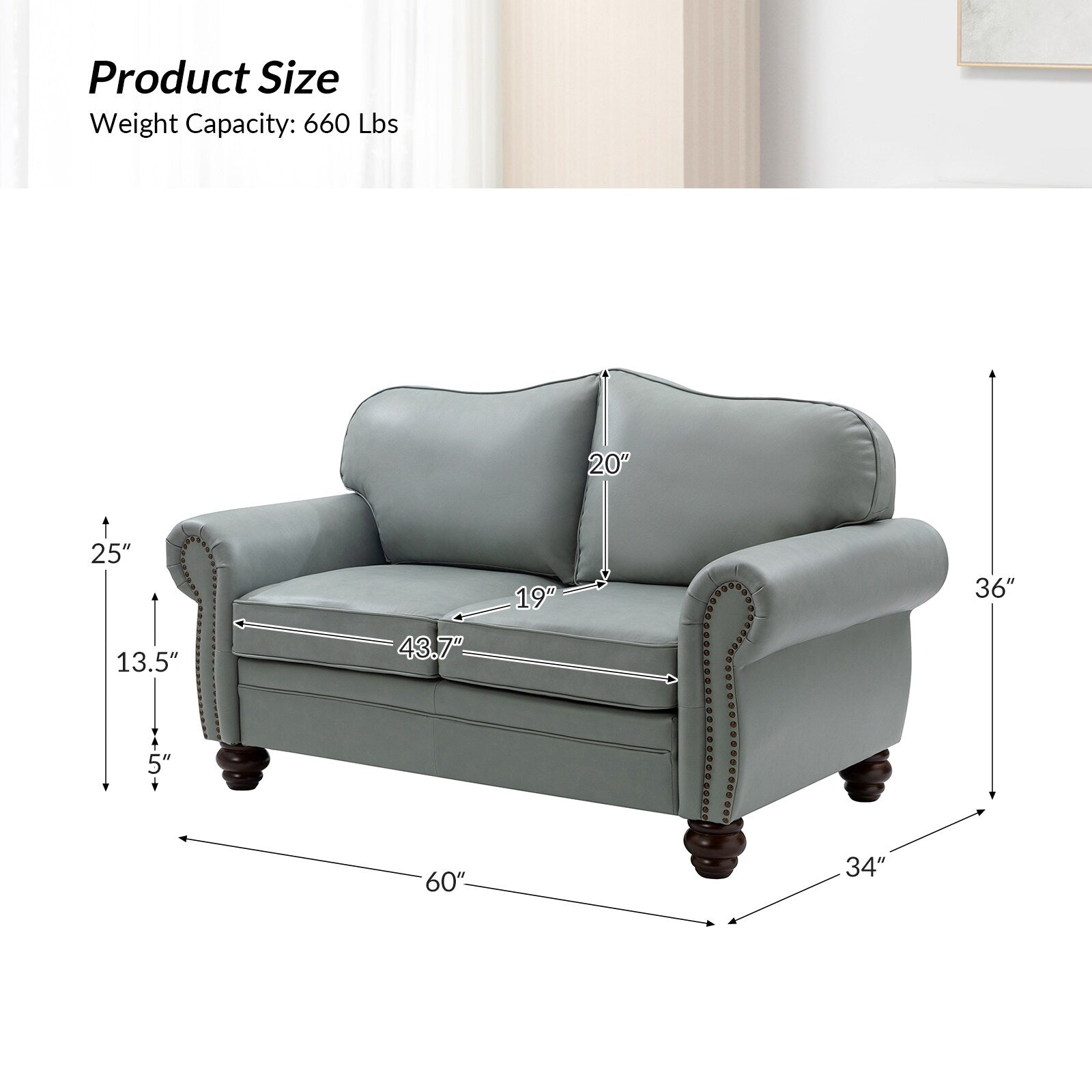 Canapé transitionnel Angel en cuir véritable avec dossier capitonné par HULALA HOME