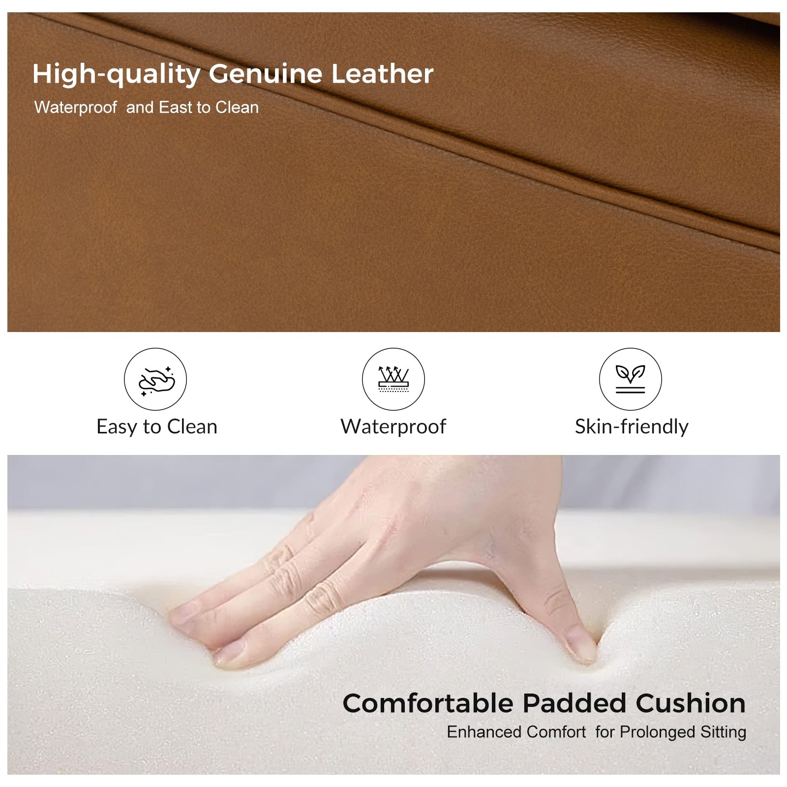 Canapé transitionnel Angel en cuir véritable avec dossier capitonné par HULALA HOME