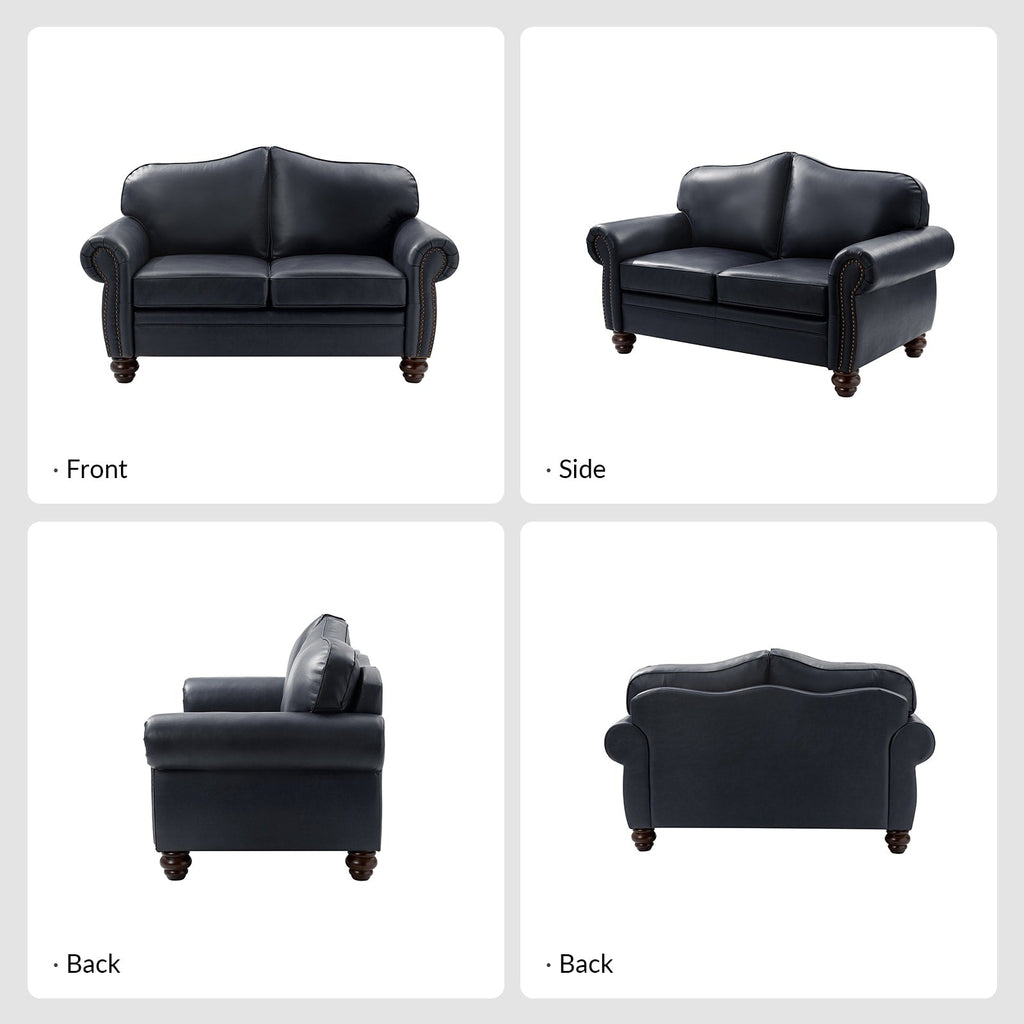 Canapé transitionnel Angel en cuir véritable avec dossier capitonné par HULALA HOME