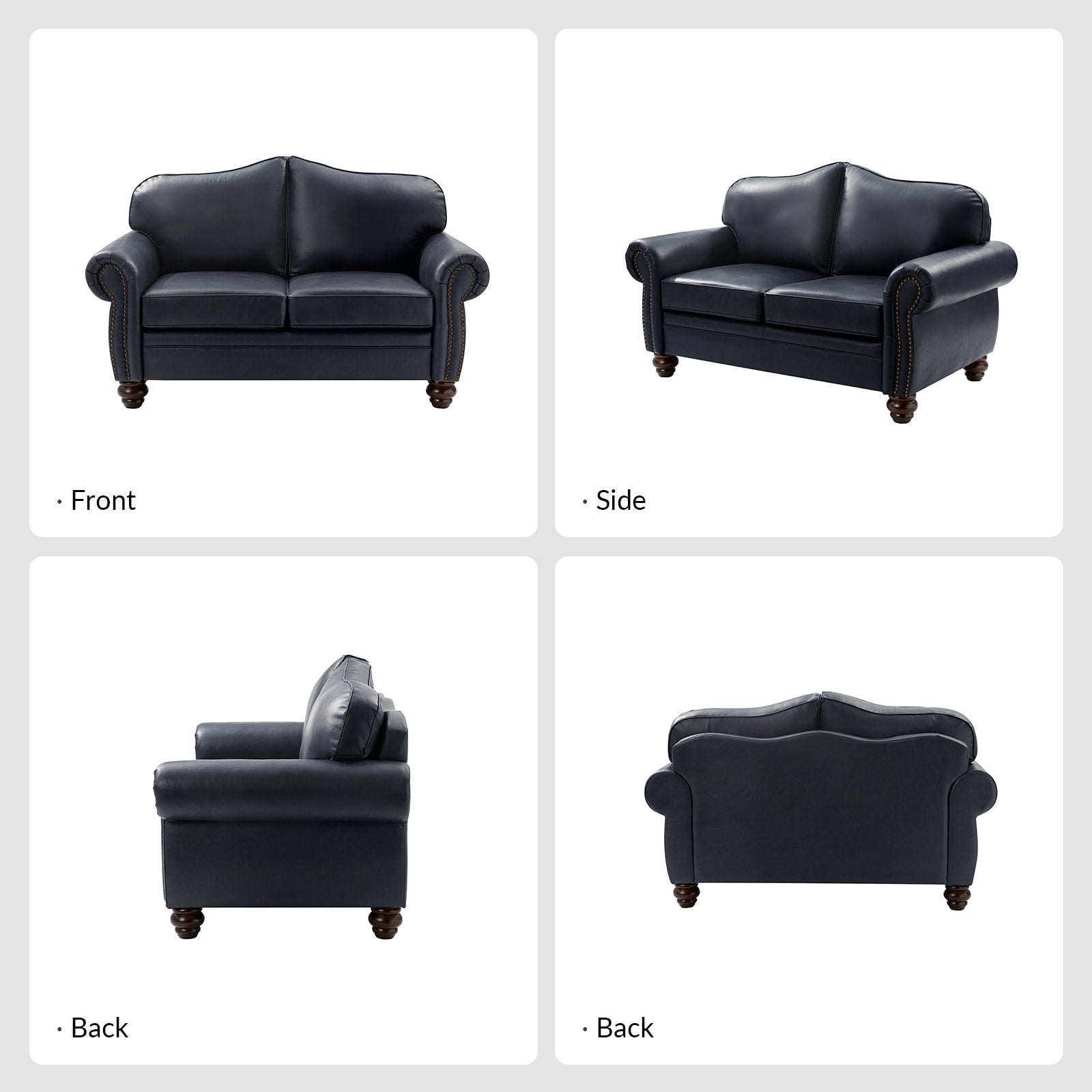 Canapé transitionnel Angel en cuir véritable avec dossier capitonné par HULALA HOME