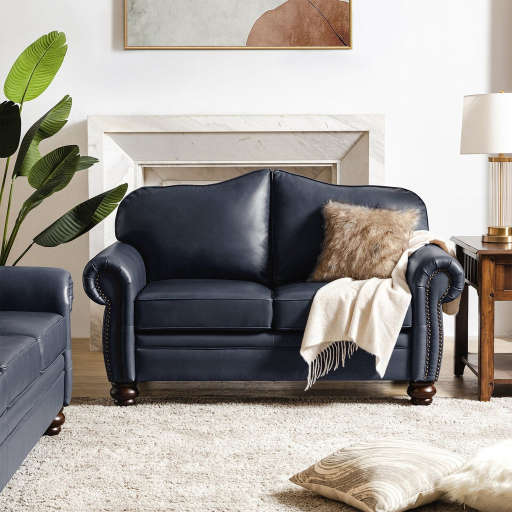 Canapé transitionnel Angel en cuir véritable avec dossier capitonné par HULALA HOME