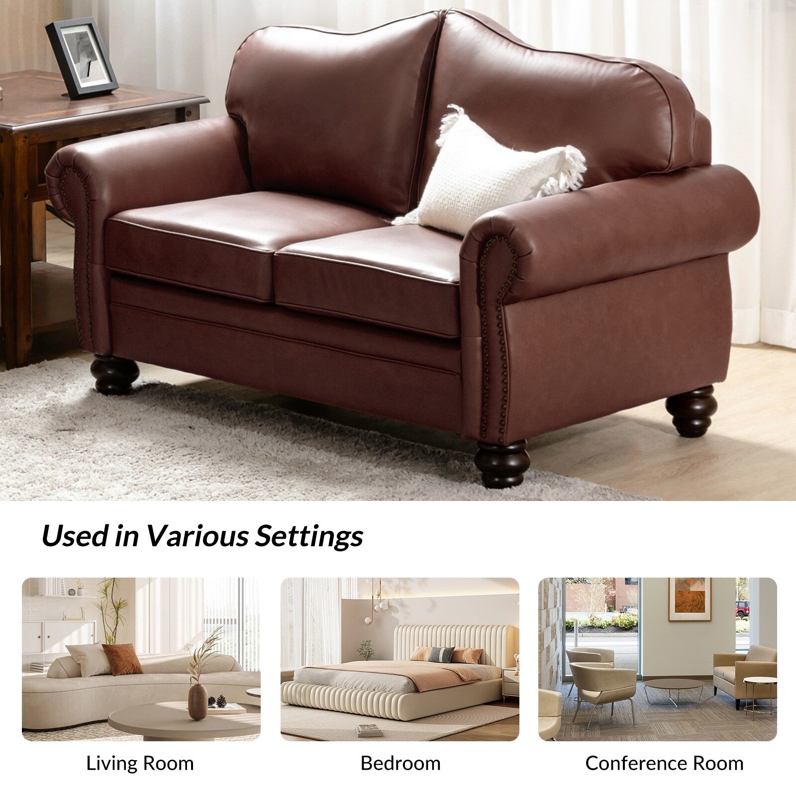 Canapé transitionnel Angel en cuir véritable avec dossier capitonné par HULALA HOME