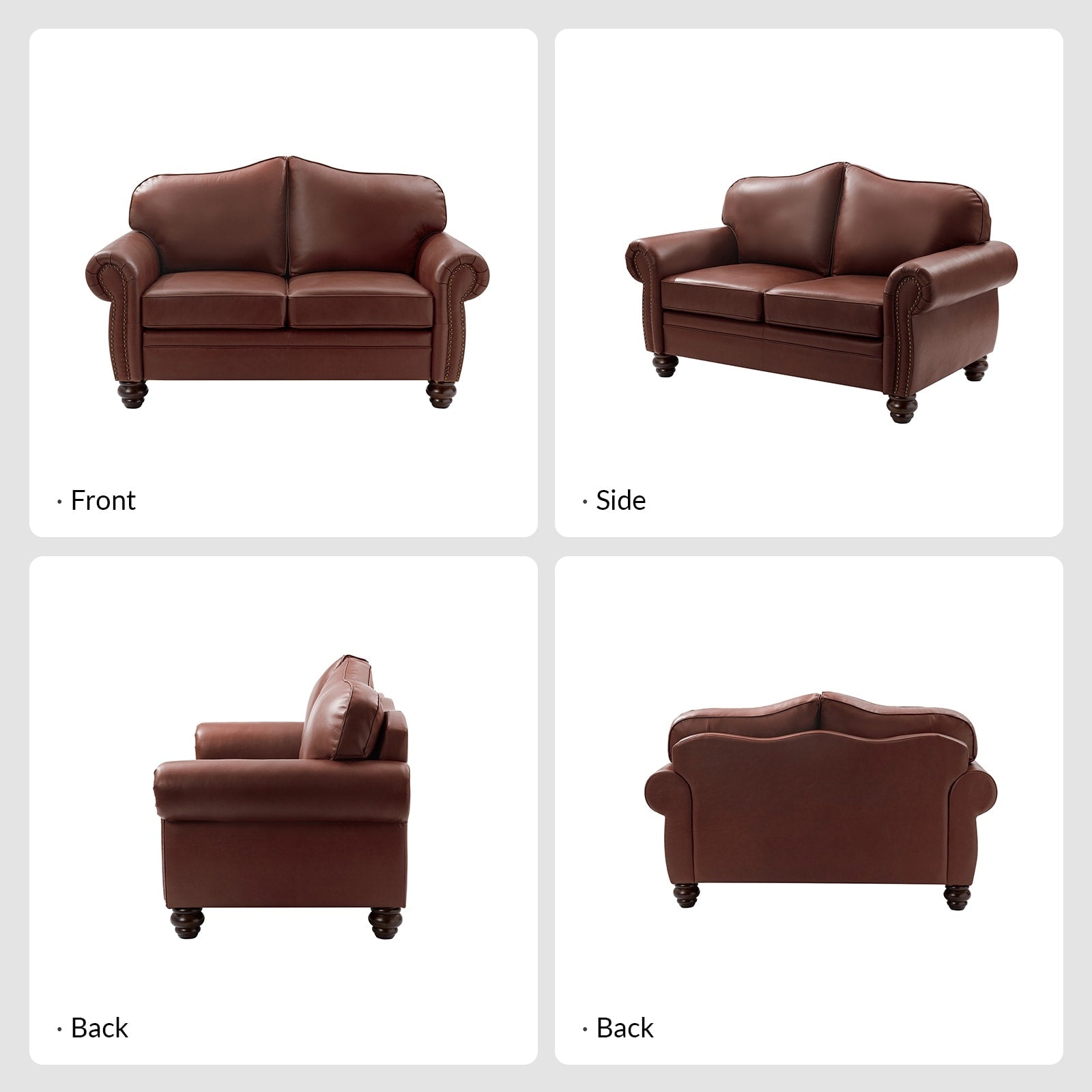 Canapé transitionnel Angel en cuir véritable avec dossier capitonné par HULALA HOME