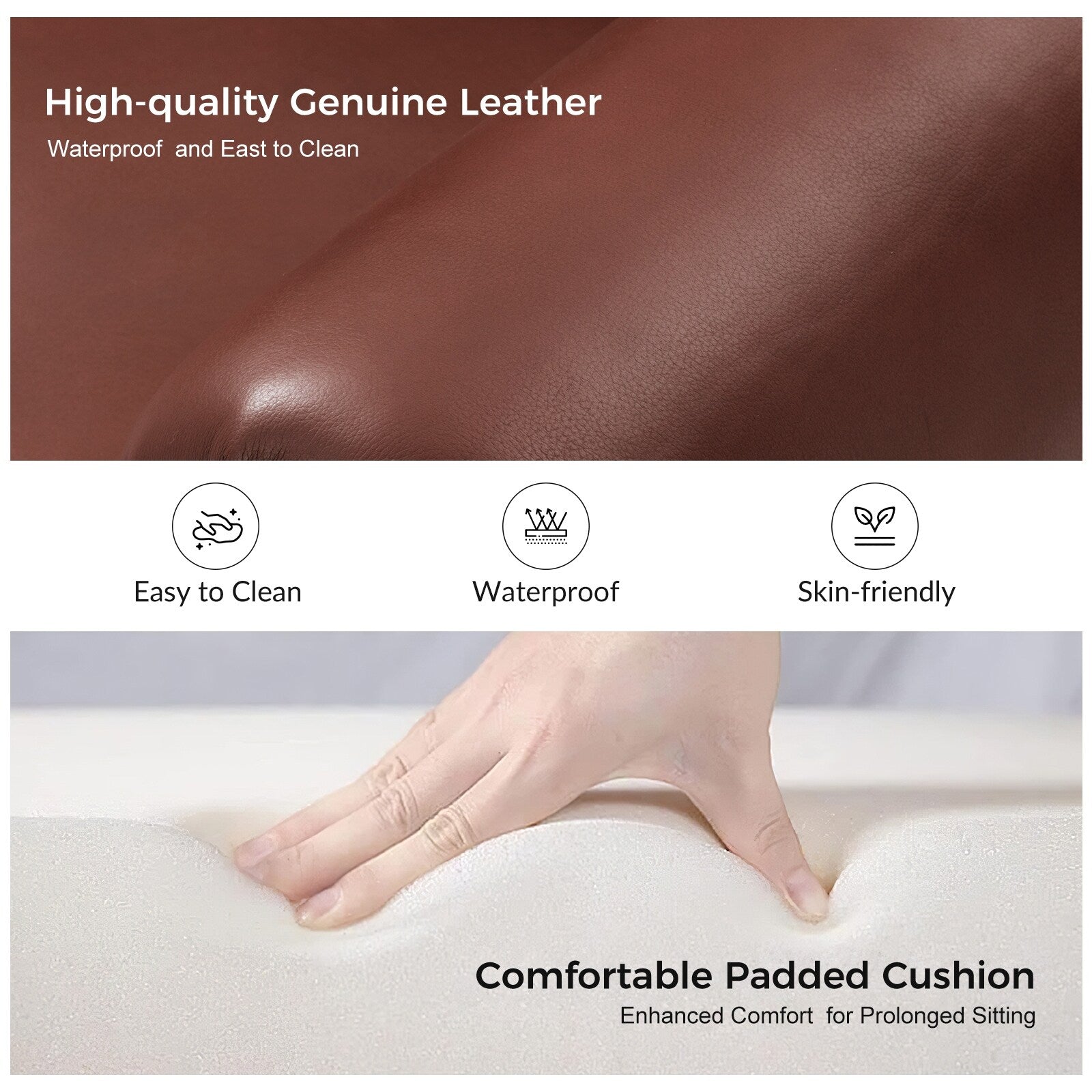 Canapé transitionnel Angel en cuir véritable avec dossier capitonné par HULALA HOME