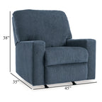 Fauteuil inclinable à bascule manuel Anise, languette de traction, polyester bleu marine