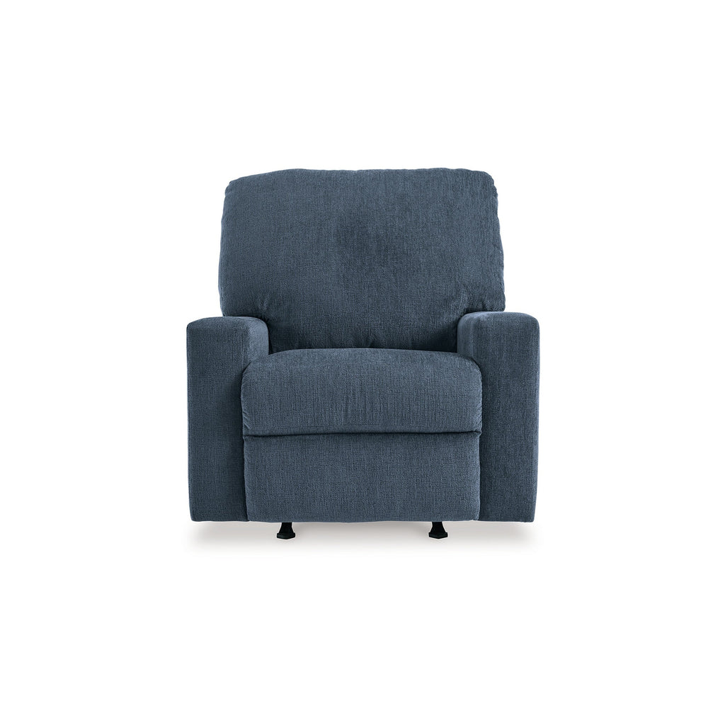 Fauteuil inclinable à bascule manuel Anise, languette de traction, polyester bleu marine