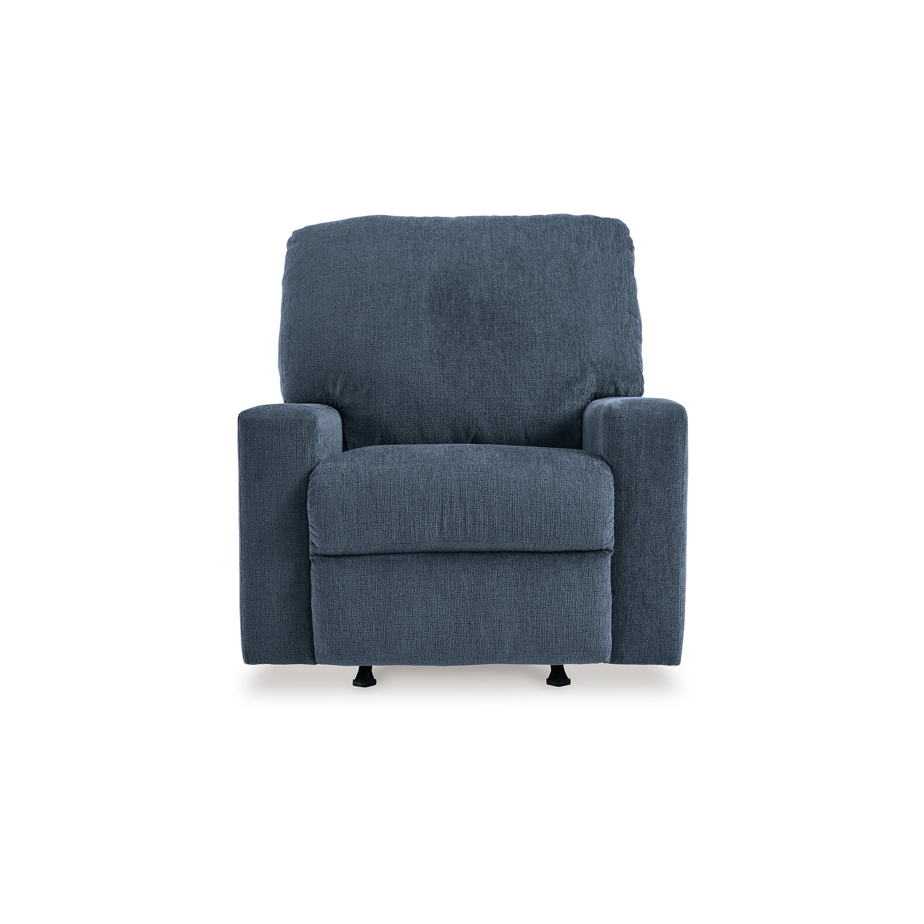Fauteuil inclinable à bascule manuel Anise, languette de traction, polyester bleu marine