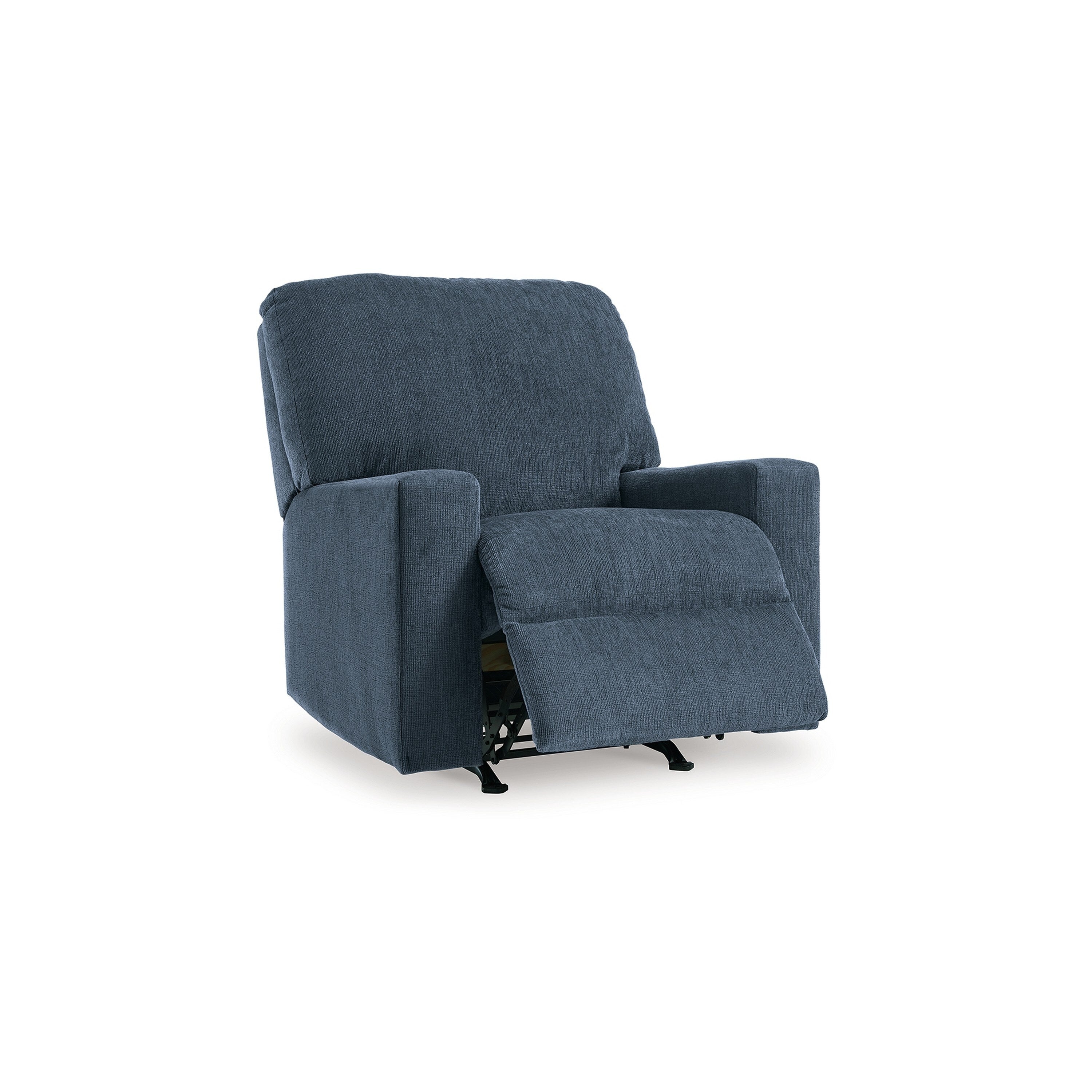 Fauteuil inclinable à bascule manuel Anise, languette de traction, polyester bleu marine