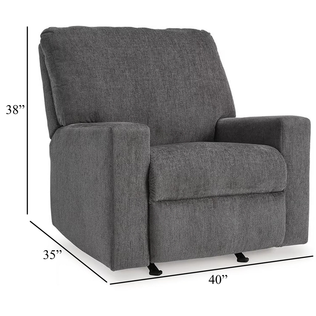Fauteuil inclinable à bascule manuel Anise, languette de traction, polyester gris étain
