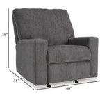 Fauteuil inclinable à bascule manuel Anise, languette de traction, polyester gris étain