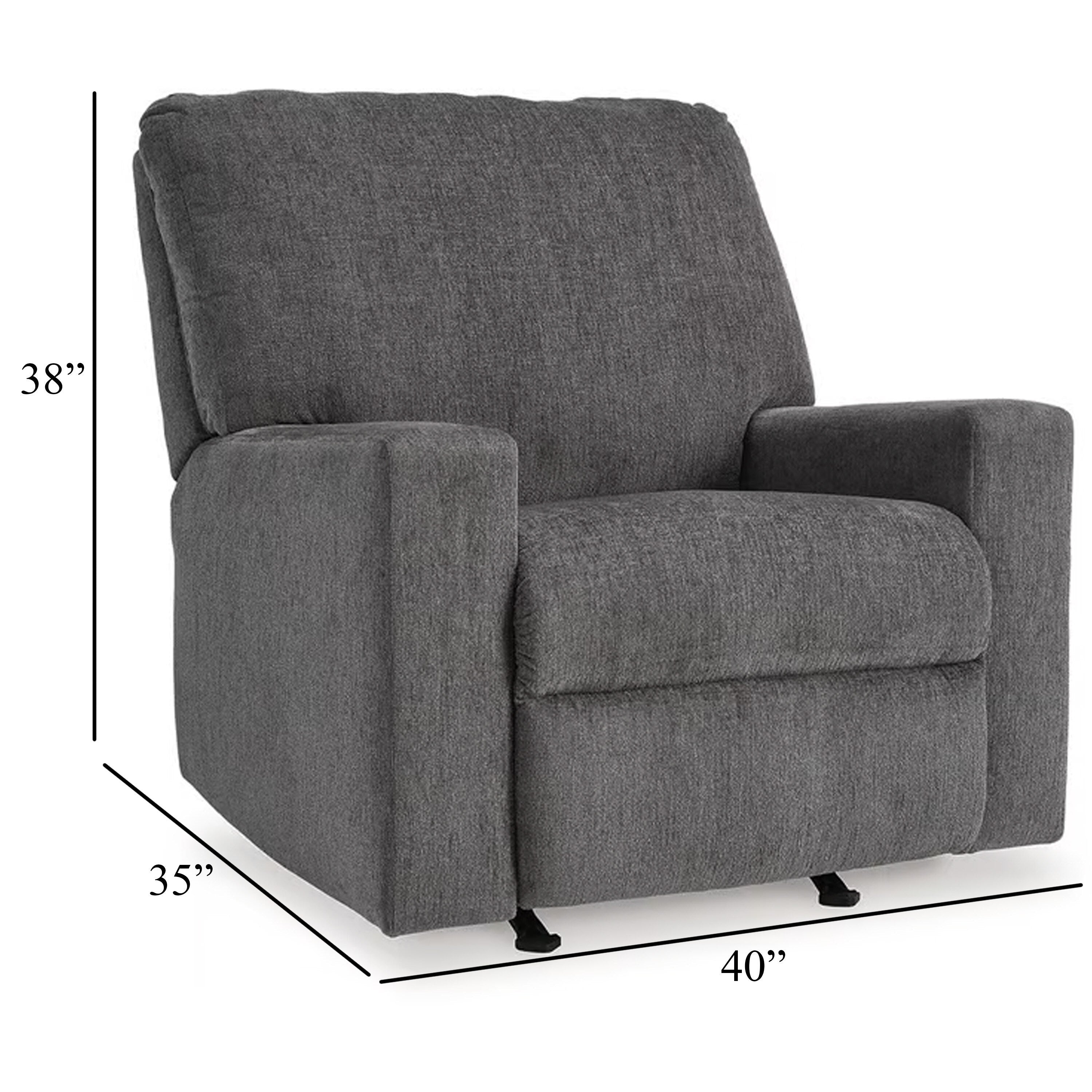 Fauteuil inclinable à bascule manuel Anise, languette de traction, polyester gris étain