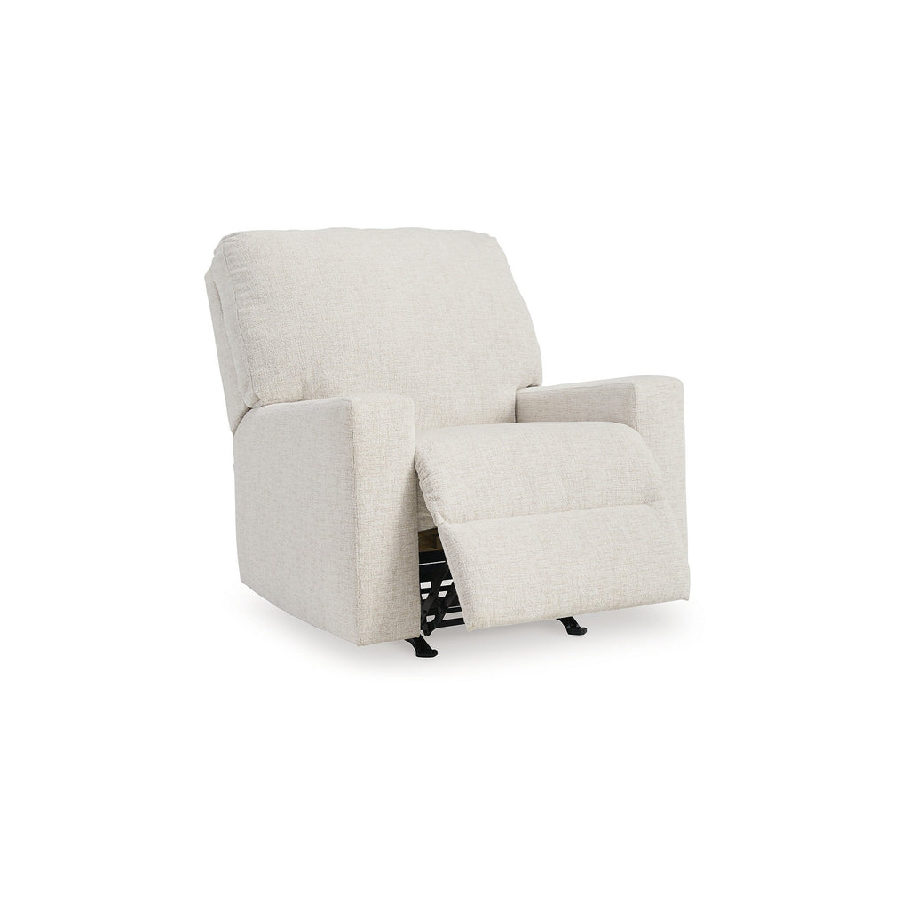 Fauteuil inclinable à bascule manuel Anise, languette de traction, polyester blanc neige