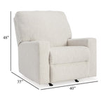 Fauteuil inclinable à bascule manuel Anise, languette de traction, polyester blanc neige