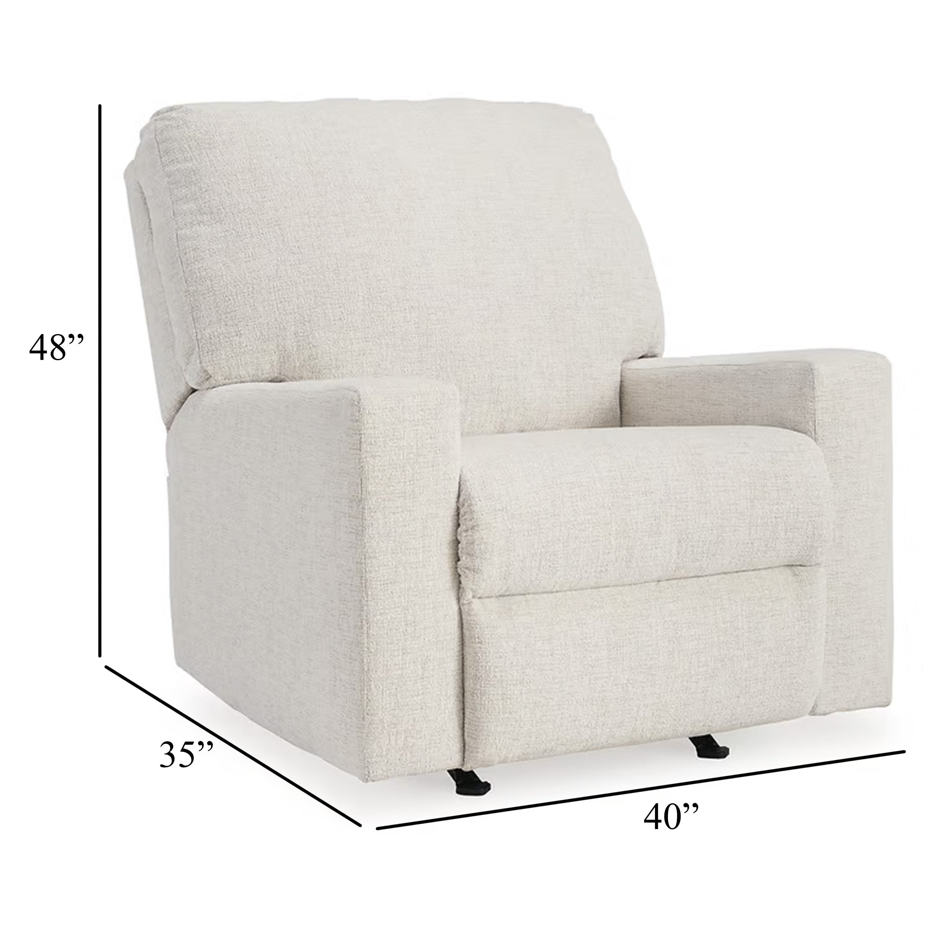 Fauteuil inclinable à bascule manuel Anise, languette de traction, polyester blanc neige
