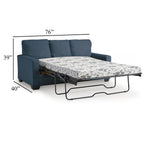 Canapé-lit Anise avec lit gigogne double, polyester bleu marine