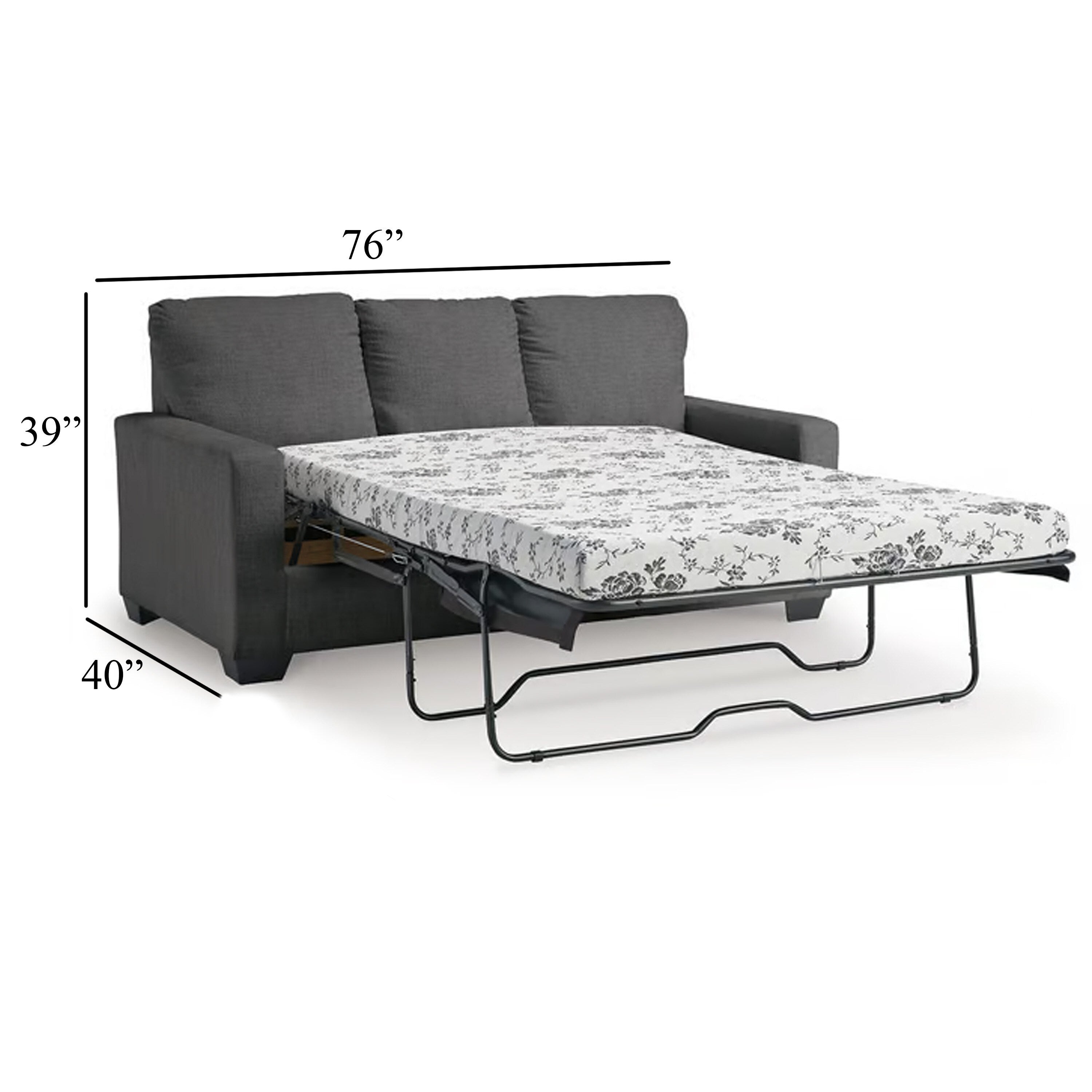 Canapé-lit Anise avec lit gigogne double, polyester gris étain